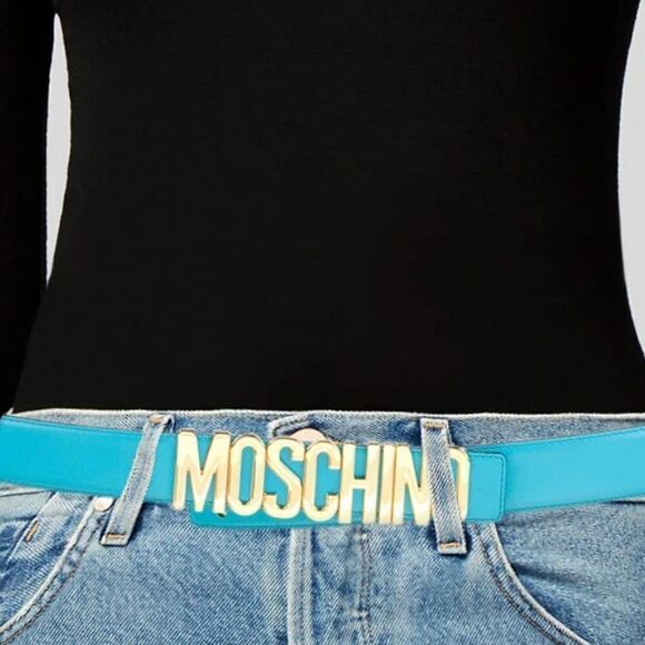 MOSCHINO BELT LIGHT BLUE 42" NWT - Picture 6 of 12